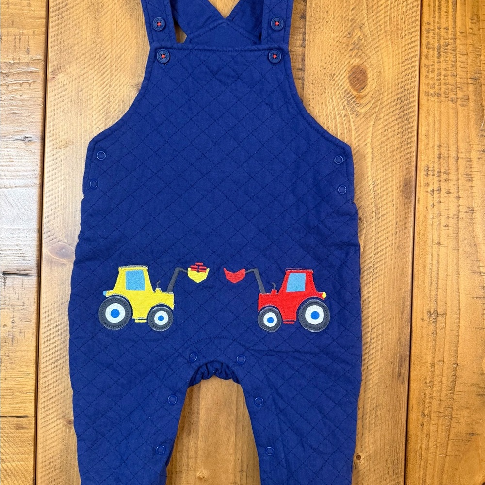 Baby Boden Blue Overalls with Construction Design